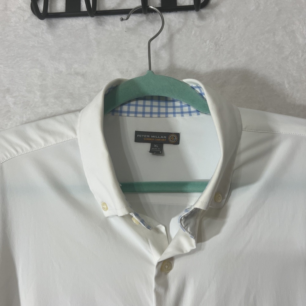 Peter Millar Summer Comfort Performance Button Down Shirt White Nationals - XL - Picture 3 of 16